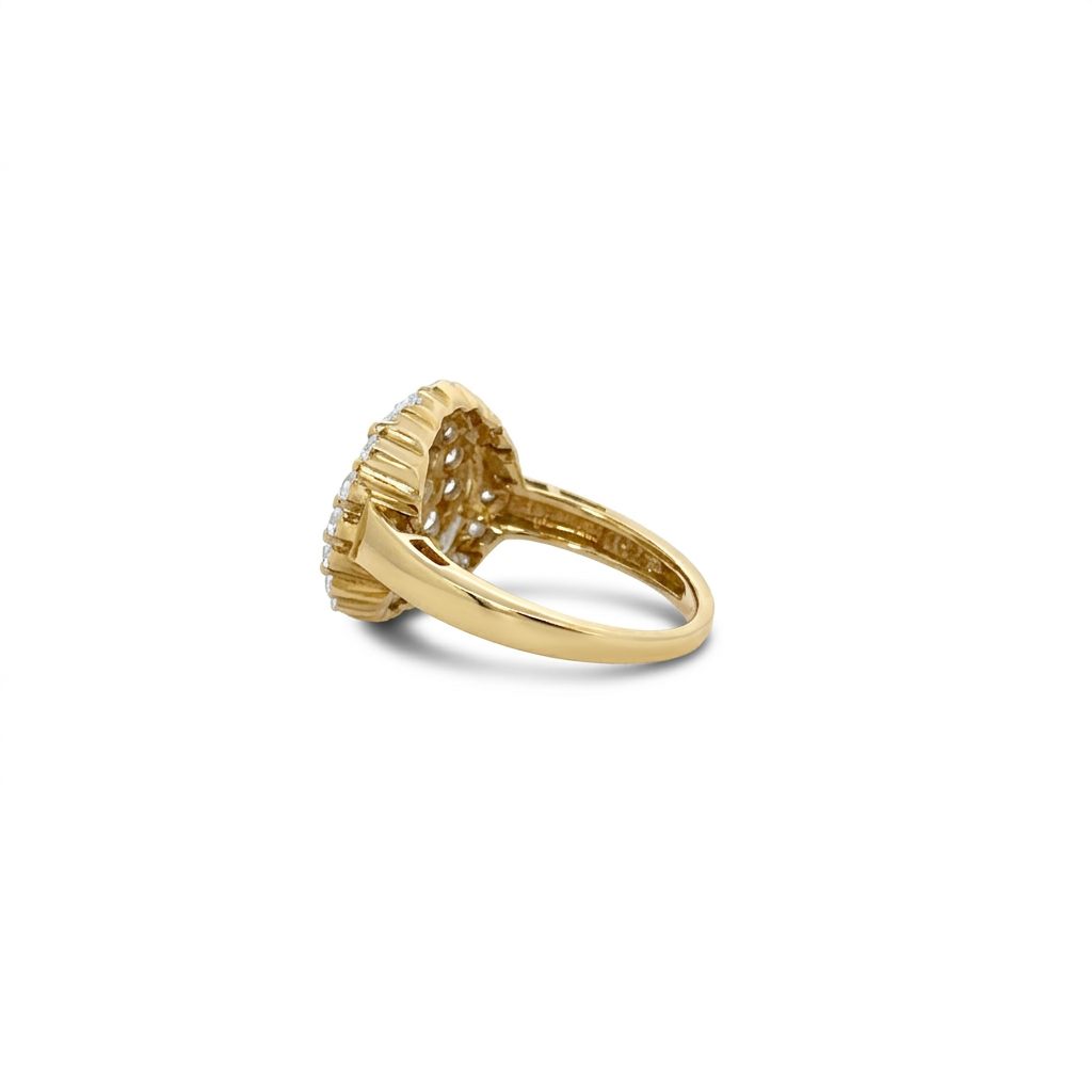 10K Yellow Gold Female Cluster Ring, set with 39 Round Diamonds (0.40ct total, H, SI2)