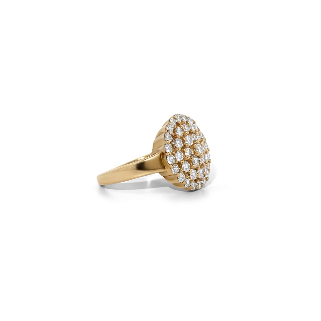 10K Yellow Gold Female Cluster Ring, set with 39 Round Diamonds (0.40ct total, H, SI2)