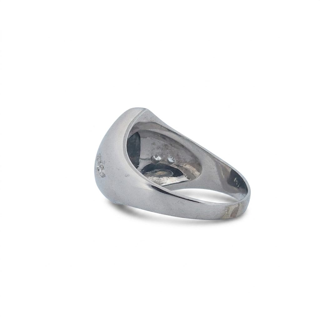 Pear Shape Labradorite and Natural Diamonds (G/SI1 0.1CTW), 14K White Gold