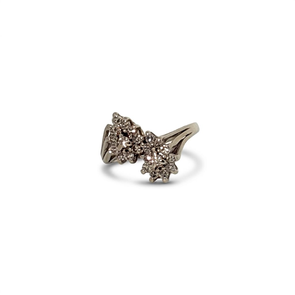 Natural Diamonds (0.50 CTW) Bypass Designer Ring, Size 5.25, 14K White Gold