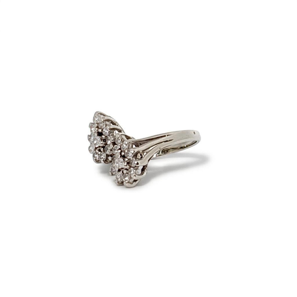 Natural Diamonds (0.50 CTW) Bypass Designer Ring, Size 5.25, 14K White Gold