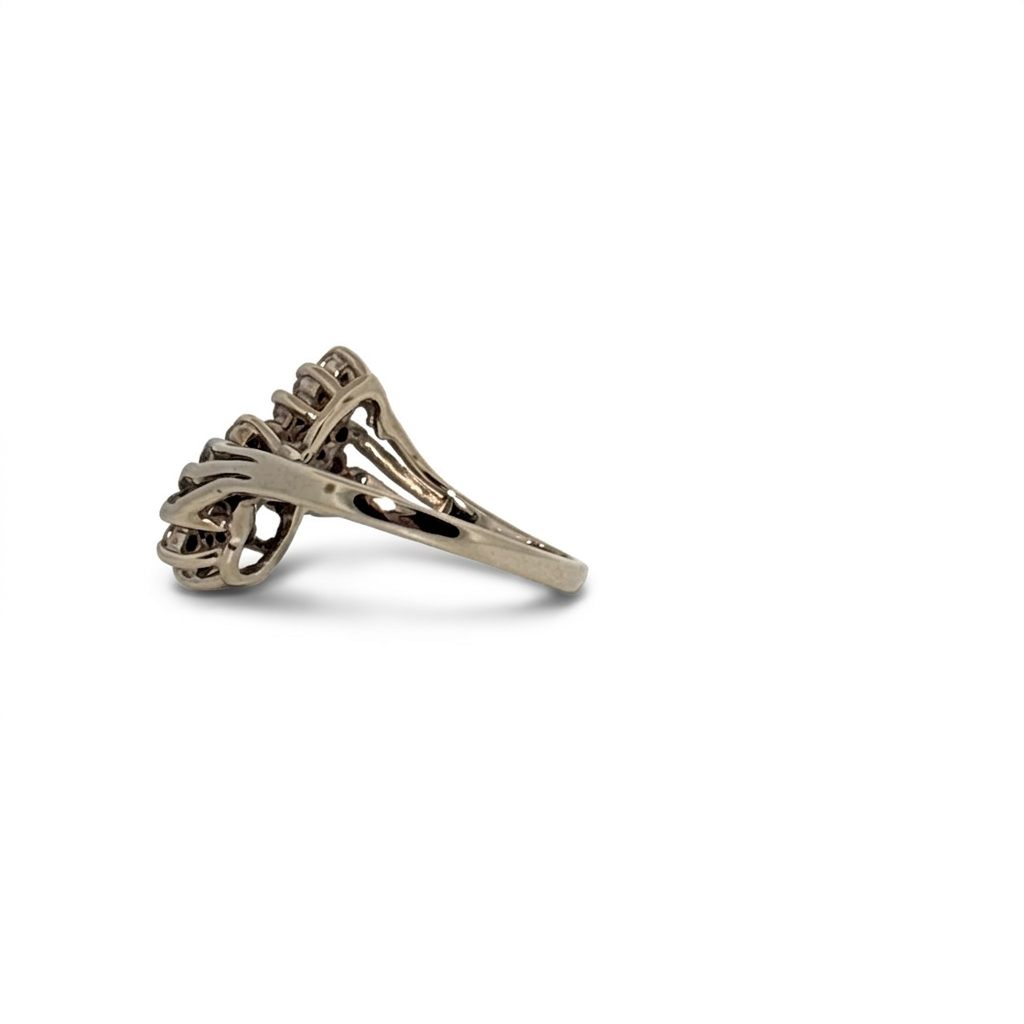 Natural Diamonds (0.50 CTW) Bypass Designer Ring, Size 5.25, 14K White Gold