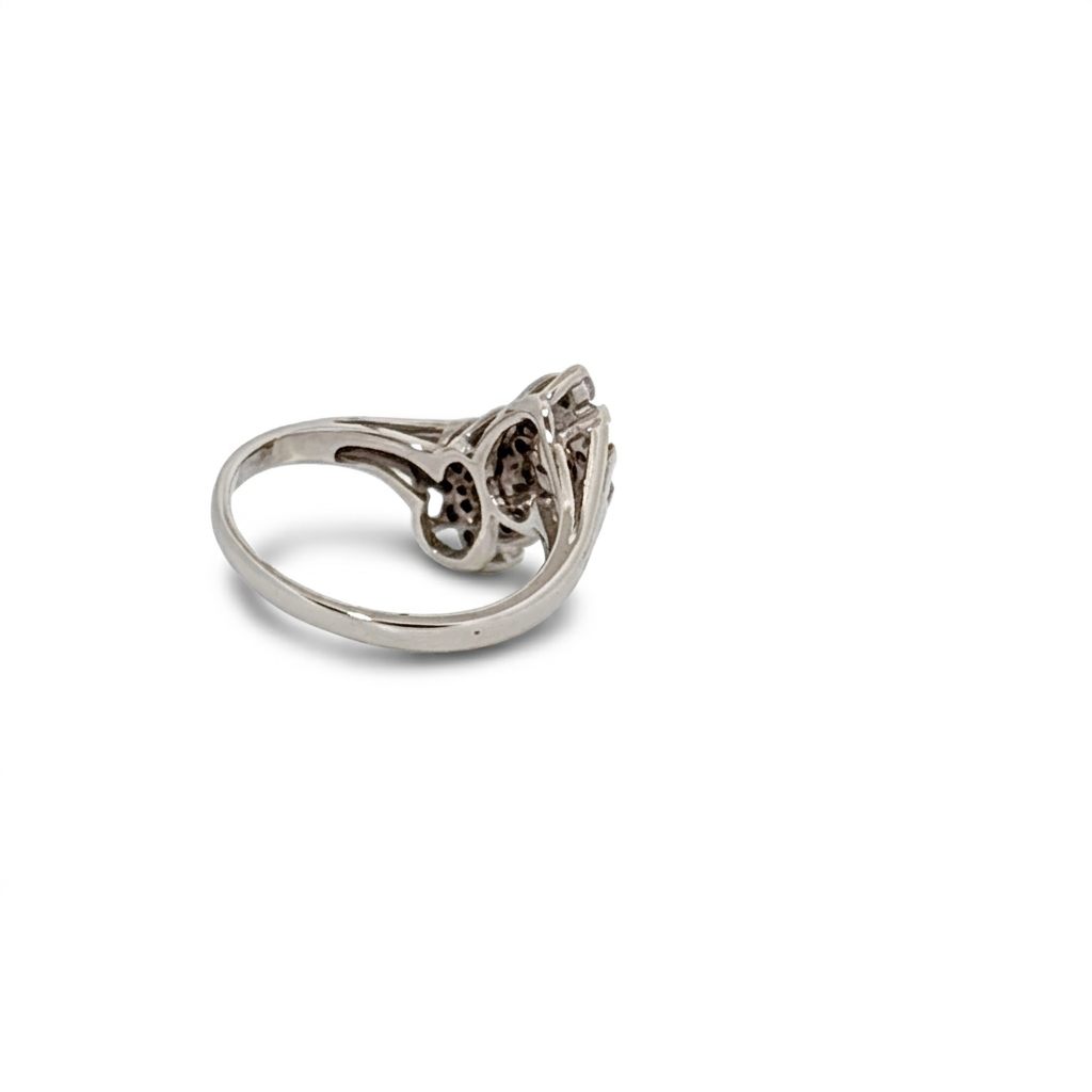 Natural Diamonds (0.50 CTW) Bypass Designer Ring, Size 5.25, 14K White Gold