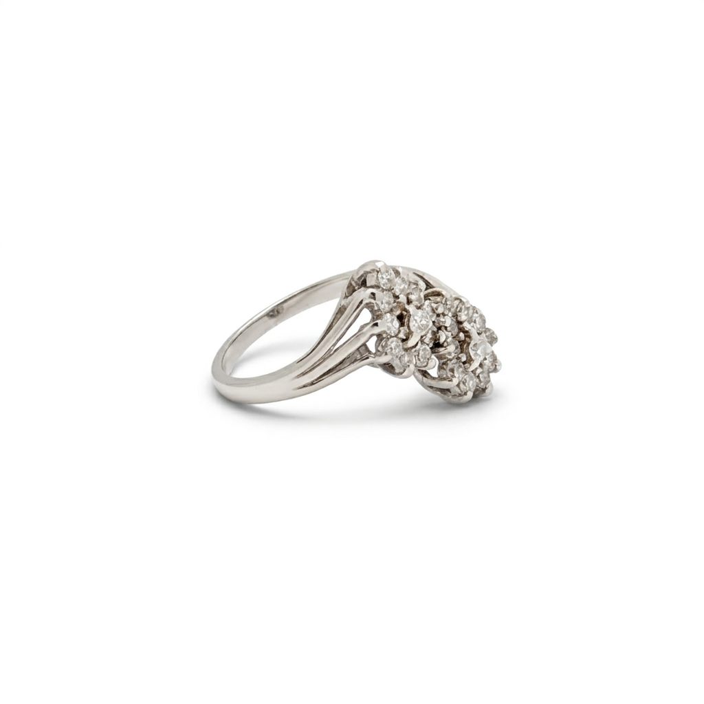 Natural Diamonds (0.50 CTW) Bypass Designer Ring, Size 5.25, 14K White Gold
