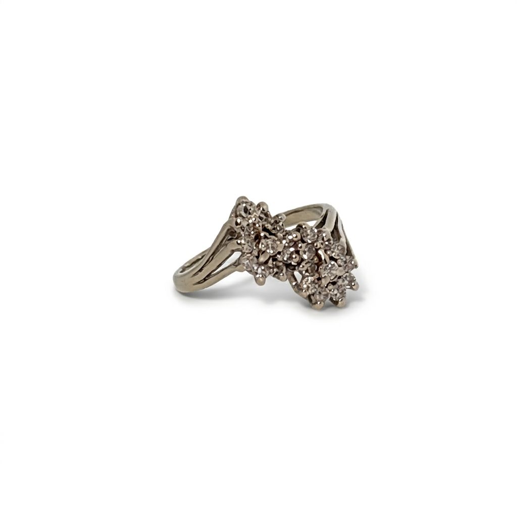 Natural Diamonds (0.50 CTW) Bypass Designer Ring, Size 5.25, 14K White Gold