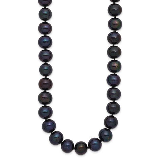 Black Freshwater Cultured Pearl(10-11mm)18", 14K White Gold