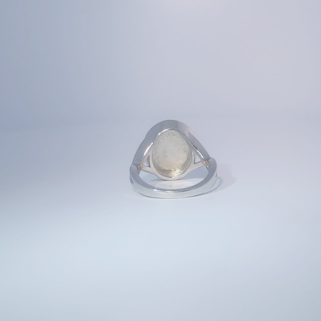 Women's ring with oval cabochon turquoise, set in 925 sterling silver band, size 7.