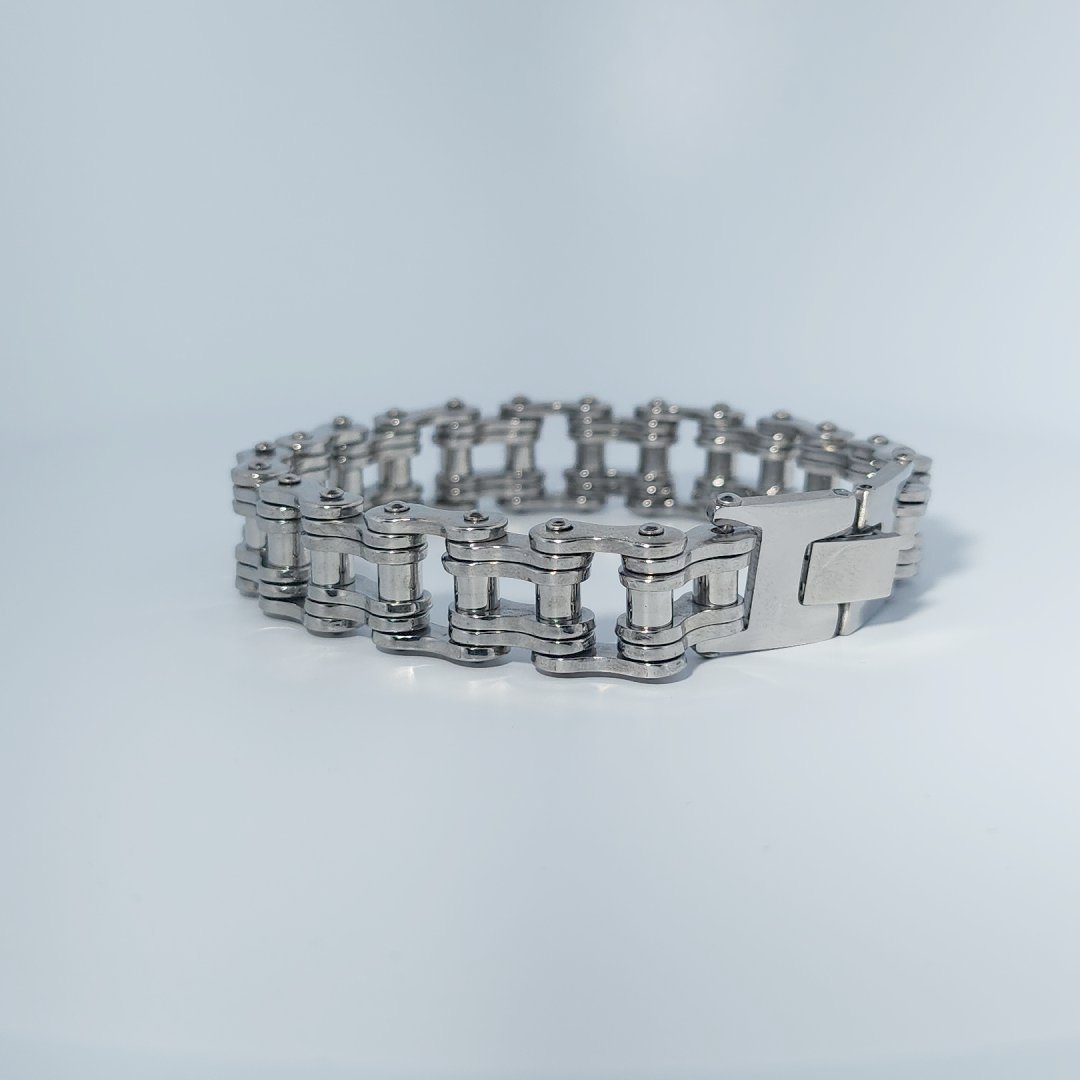 Stainless Steel Bracelet, unisex, 35.3g, chain-link style with a box clasp.