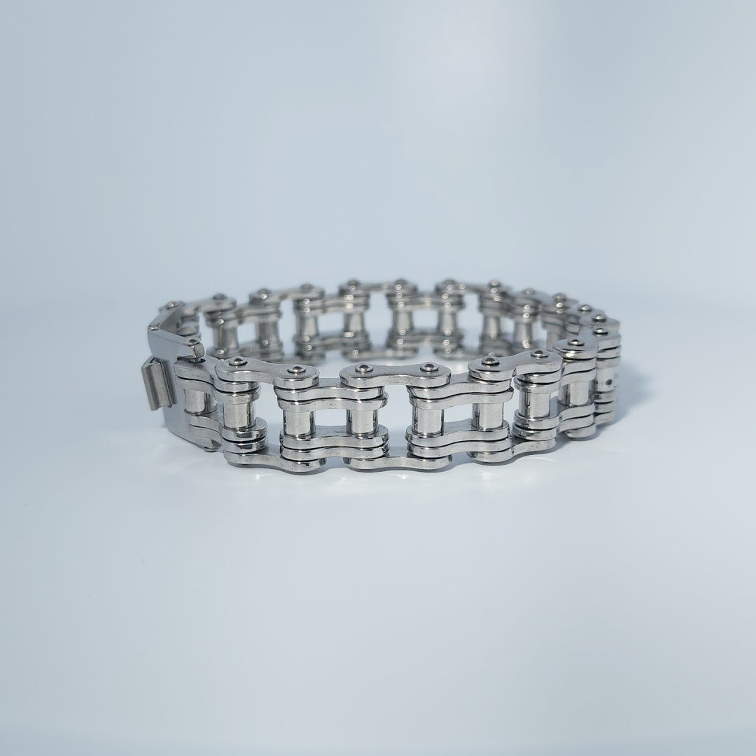 Stainless Steel Bracelet, unisex, 35.3g, chain-link style with a box clasp.