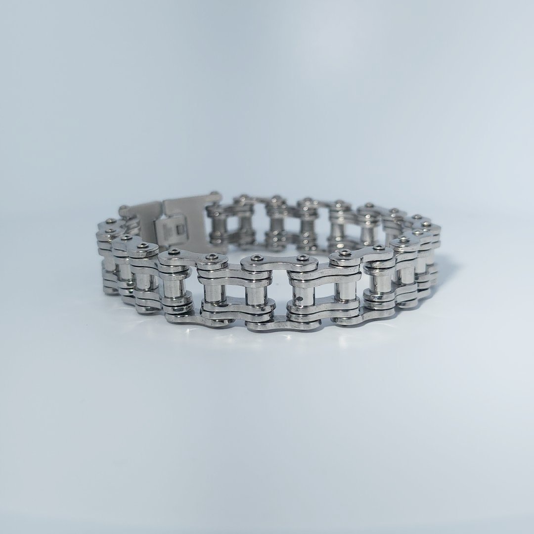 Stainless Steel Bracelet, unisex, 35.3g, chain-link style with a box clasp.