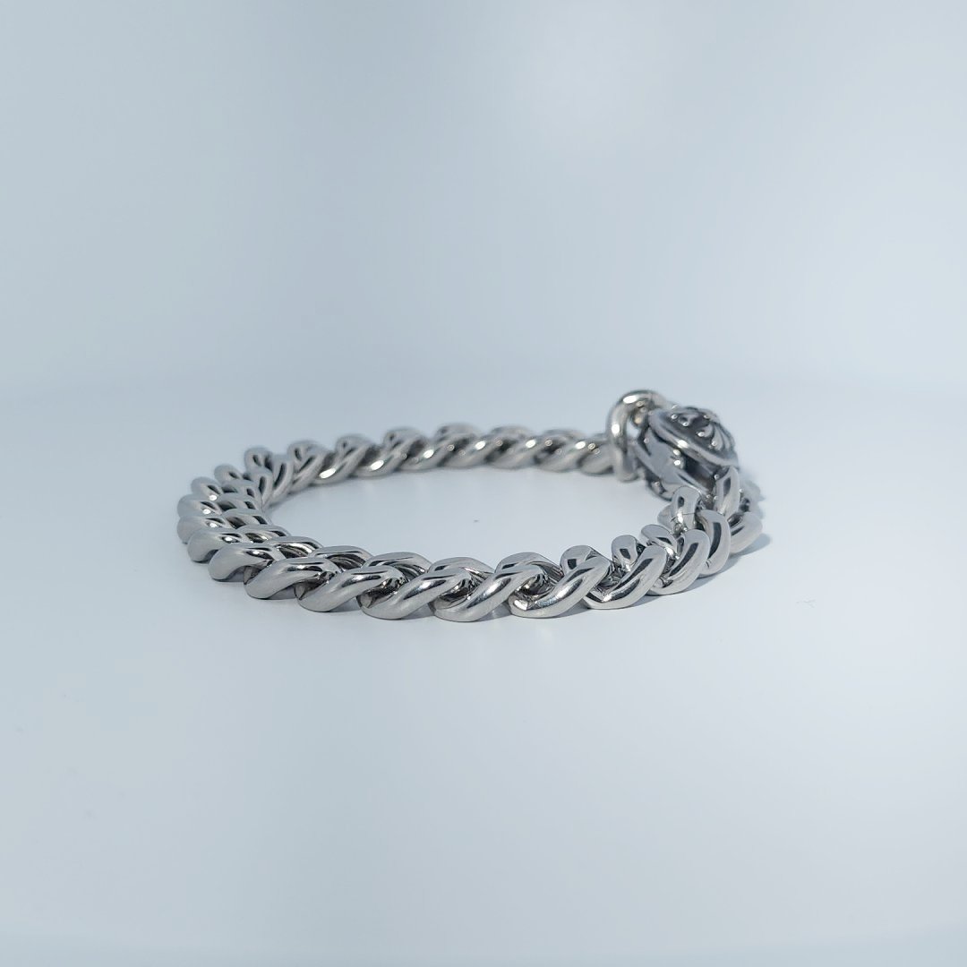 Stainless Steel Bracelet, 35.4g, featuring a curb chain design with a decorative toggle clasp.