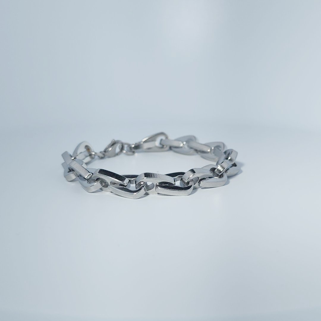 Stainless Steel Unisex Bracelet, link chain design, lobster clasp closure.