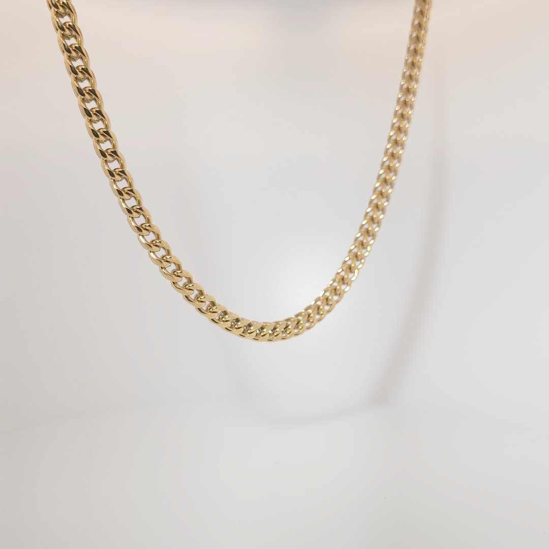 14K Yellow Gold Plated Stainless Steel Chain Necklace, Men's.