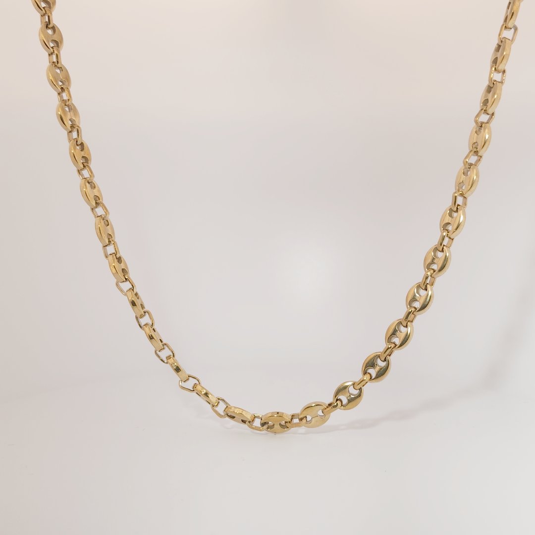 Men's Necklace Chain, Stainless Steel with 14K Yellow Gold Plating.