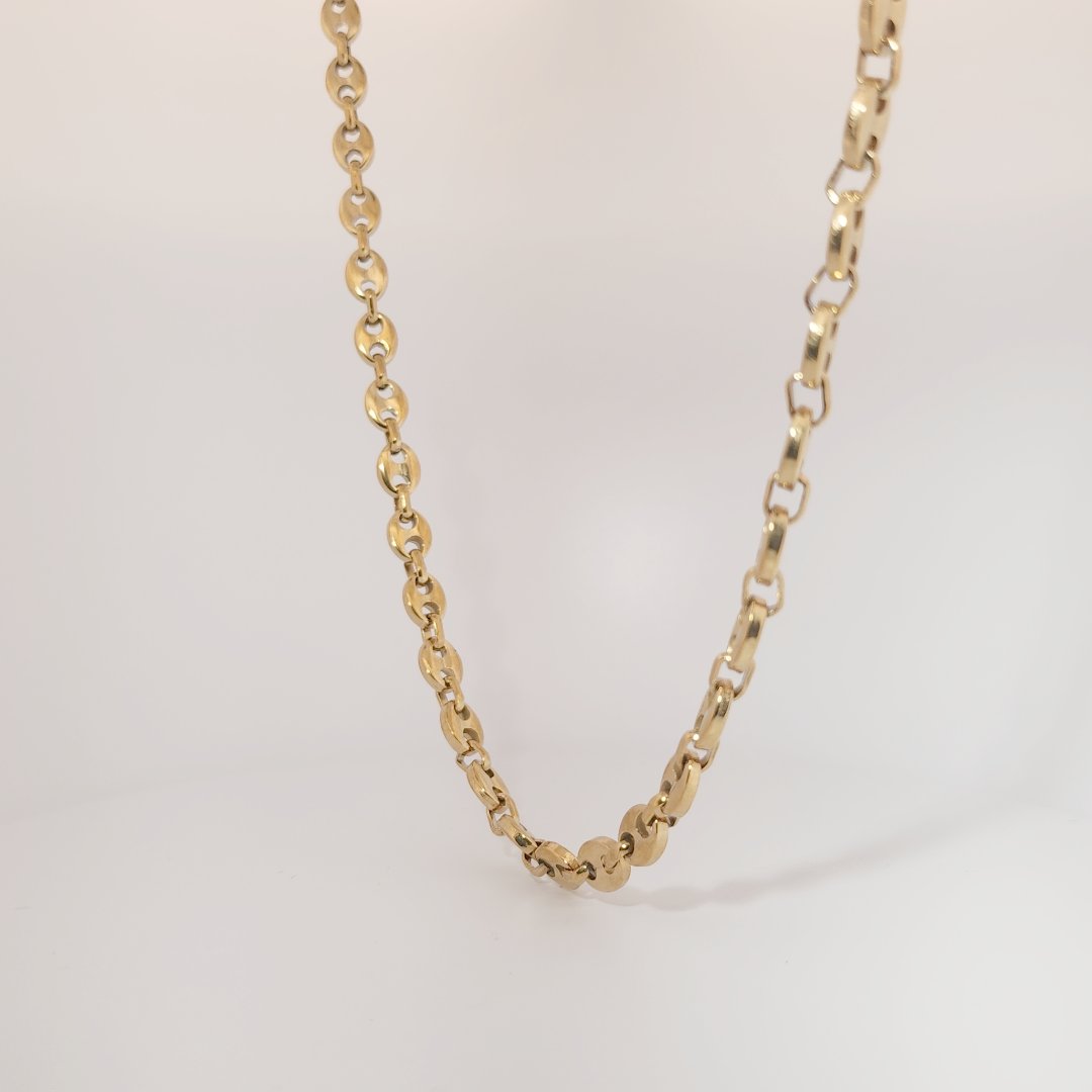 Men's Necklace Chain, Stainless Steel with 14K Yellow Gold Plating.