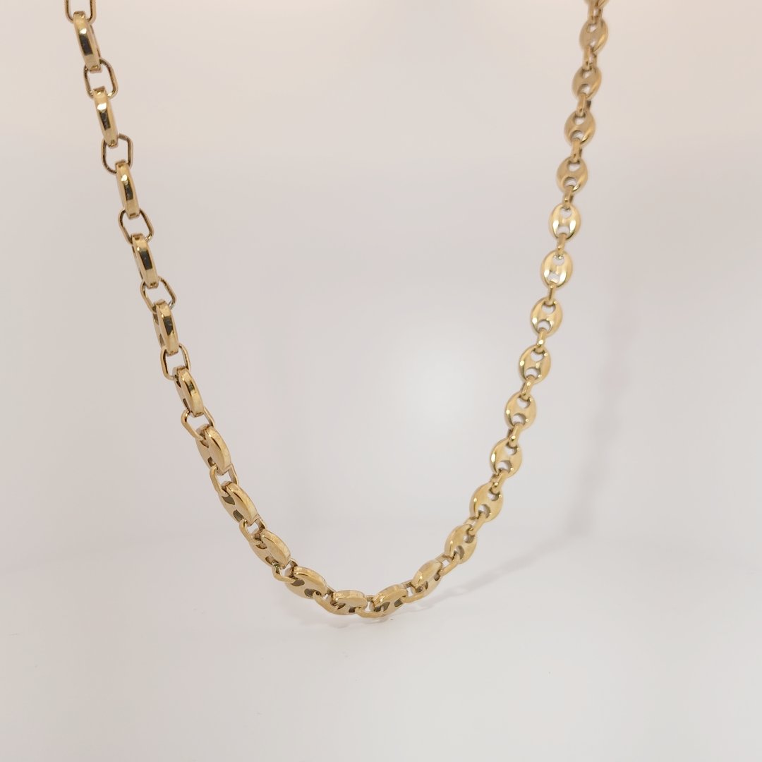 Men's Necklace Chain, Stainless Steel with 14K Yellow Gold Plating.