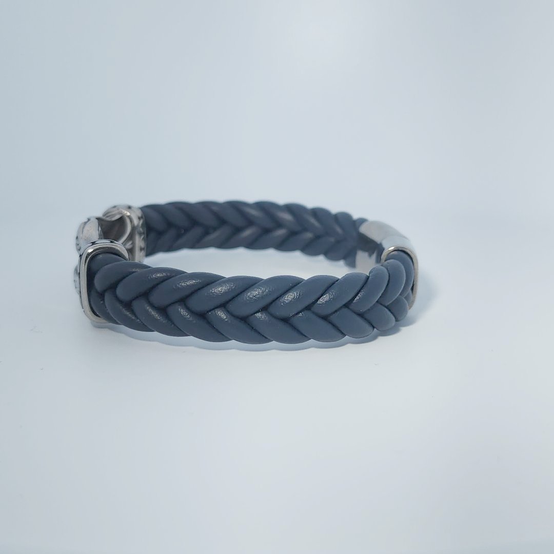 Men's Bracelet, Stainless Steel and Leather.