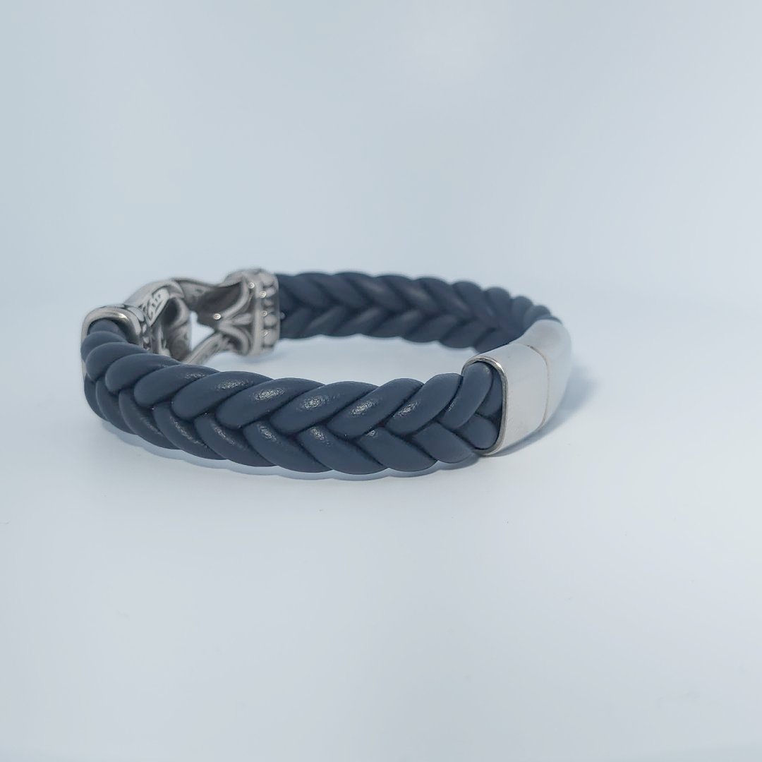 Men's Bracelet, Stainless Steel and Leather.