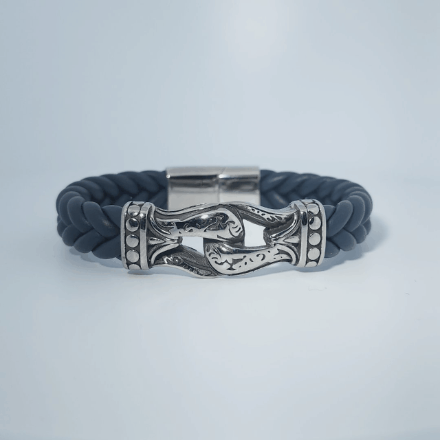 Men's Bracelet, Stainless Steel and Leather.