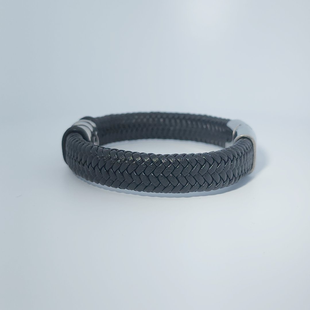 Male Stainless Steel and Leather Bracelet, Store Style: Bracelet.