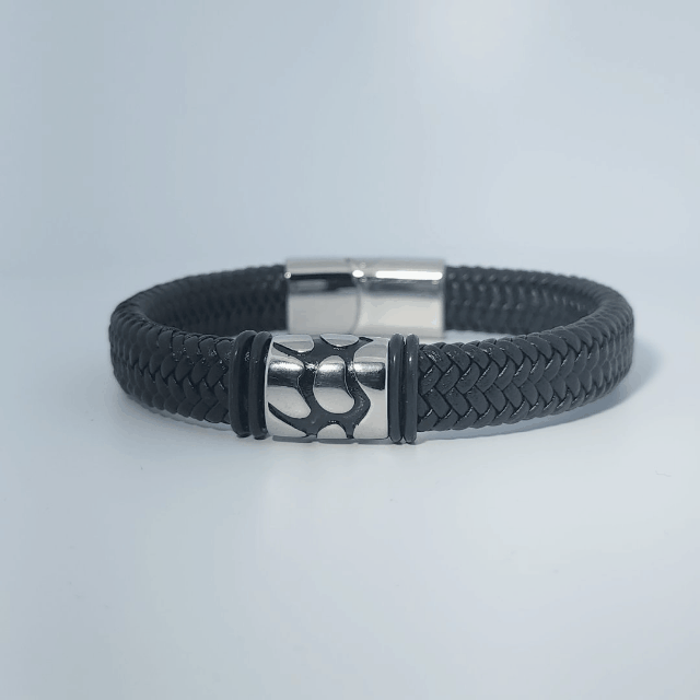 Male Stainless Steel and Leather Bracelet, Store Style: Bracelet.