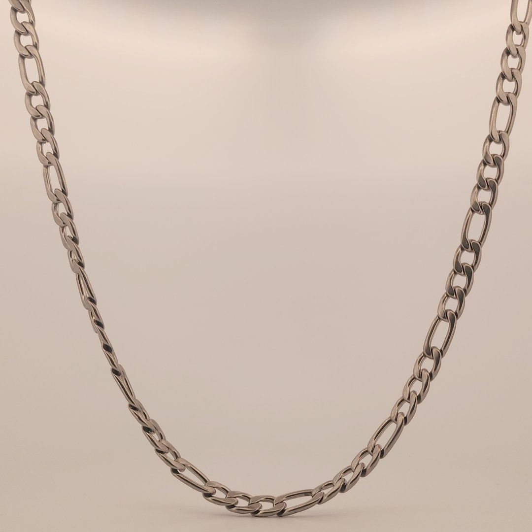 Figaro 7.5 mm Chain, 30Inches, Stainless Steel.