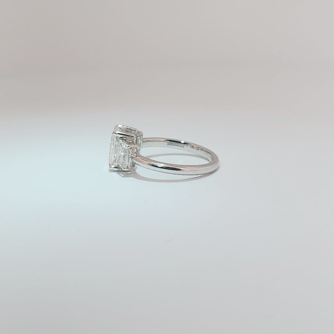 14K White Gold Engagement Ring, set with 3 Lab Grown Diamonds (2.52ct total), 2.98g, Size 7.