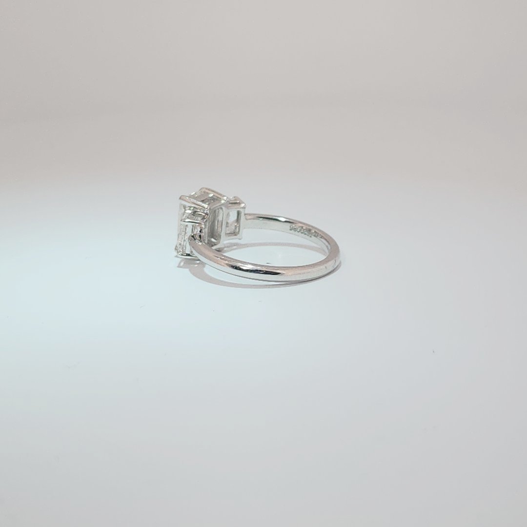 14K White Gold Engagement Ring, set with 3 Lab Grown Diamonds (2.52ct total), 2.98g, Size 7.