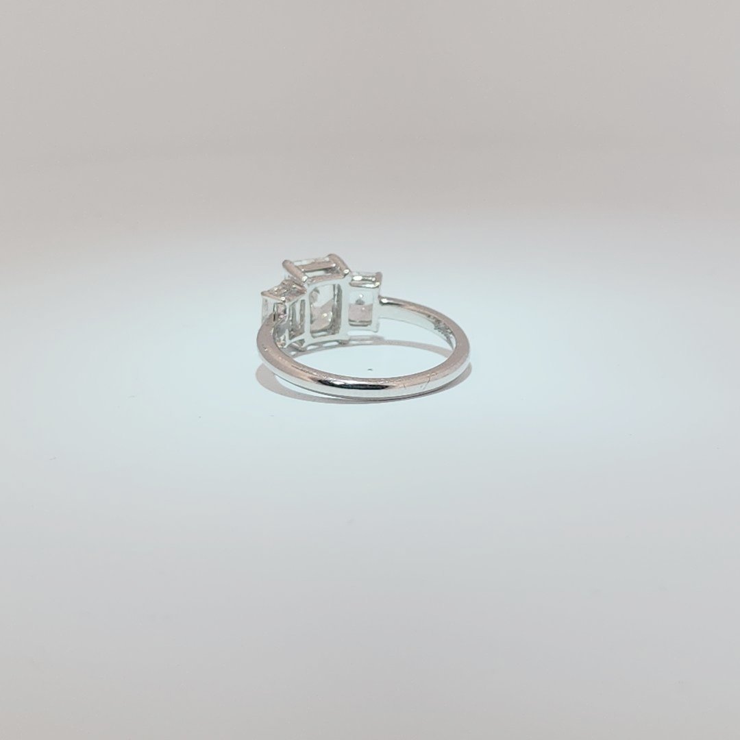 14K White Gold Engagement Ring, set with 3 Lab Grown Diamonds (2.52ct total), 2.98g, Size 7.