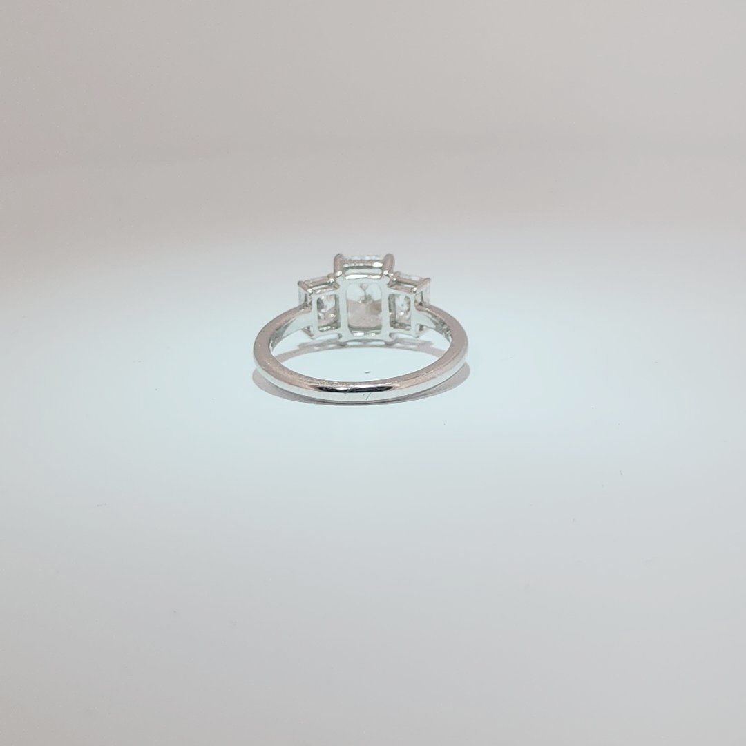 14K White Gold Engagement Ring, set with 3 Lab Grown Diamonds (2.52ct total), 2.98g, Size 7.