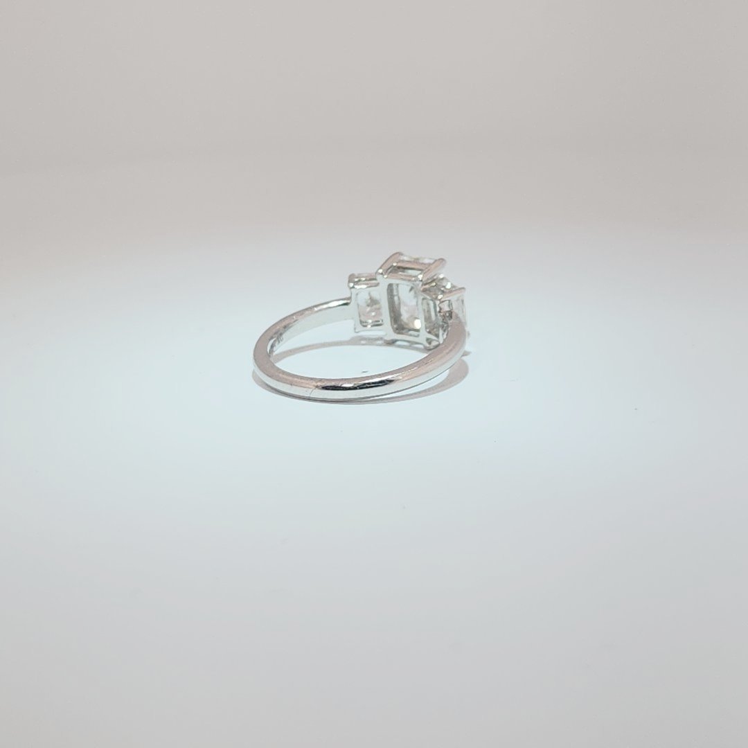14K White Gold Engagement Ring, set with 3 Lab Grown Diamonds (2.52ct total), 2.98g, Size 7.