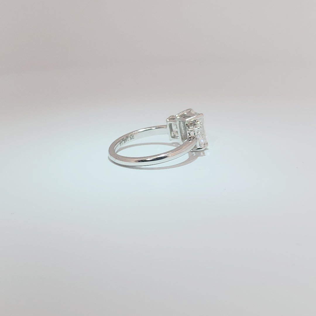 14K White Gold Engagement Ring, set with 3 Lab Grown Diamonds (2.52ct total), 2.98g, Size 7.