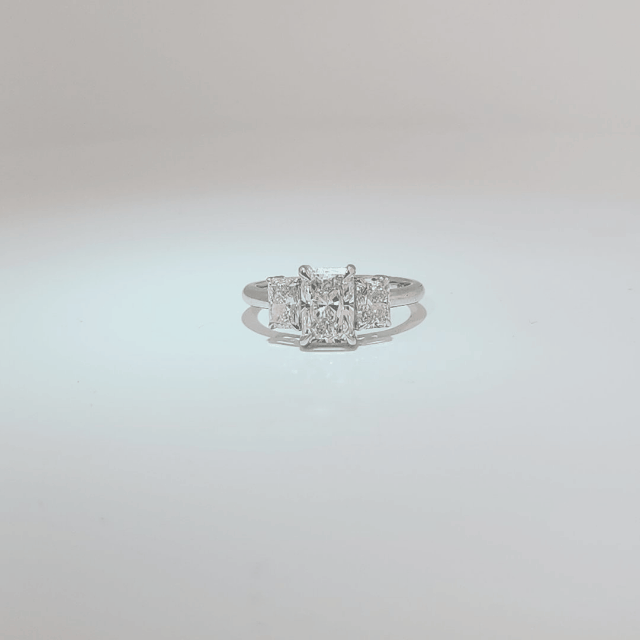 14K White Gold Engagement Ring, set with 3 Lab Grown Diamonds (2.52ct total), 2.98g, Size 7.