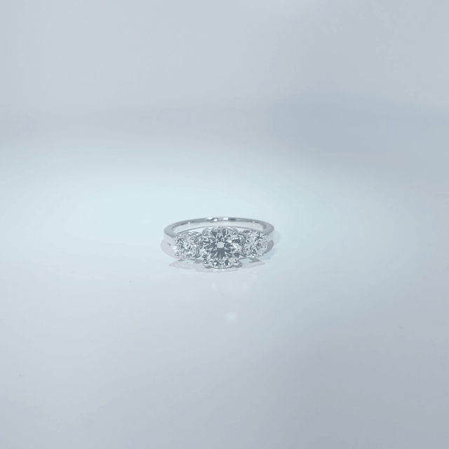 14K White Gold Engagement Ring, set with 3 Lab Grown Diamonds (total 2.3ct), 2.91g, Size 7.