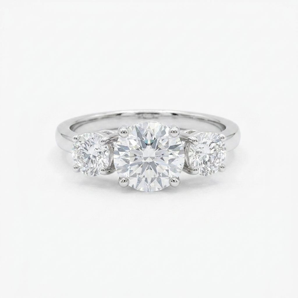 14K White Gold Engagement Ring, set with 3 Lab Grown Diamonds (total 2.3ct), 2.91g, Size 7.