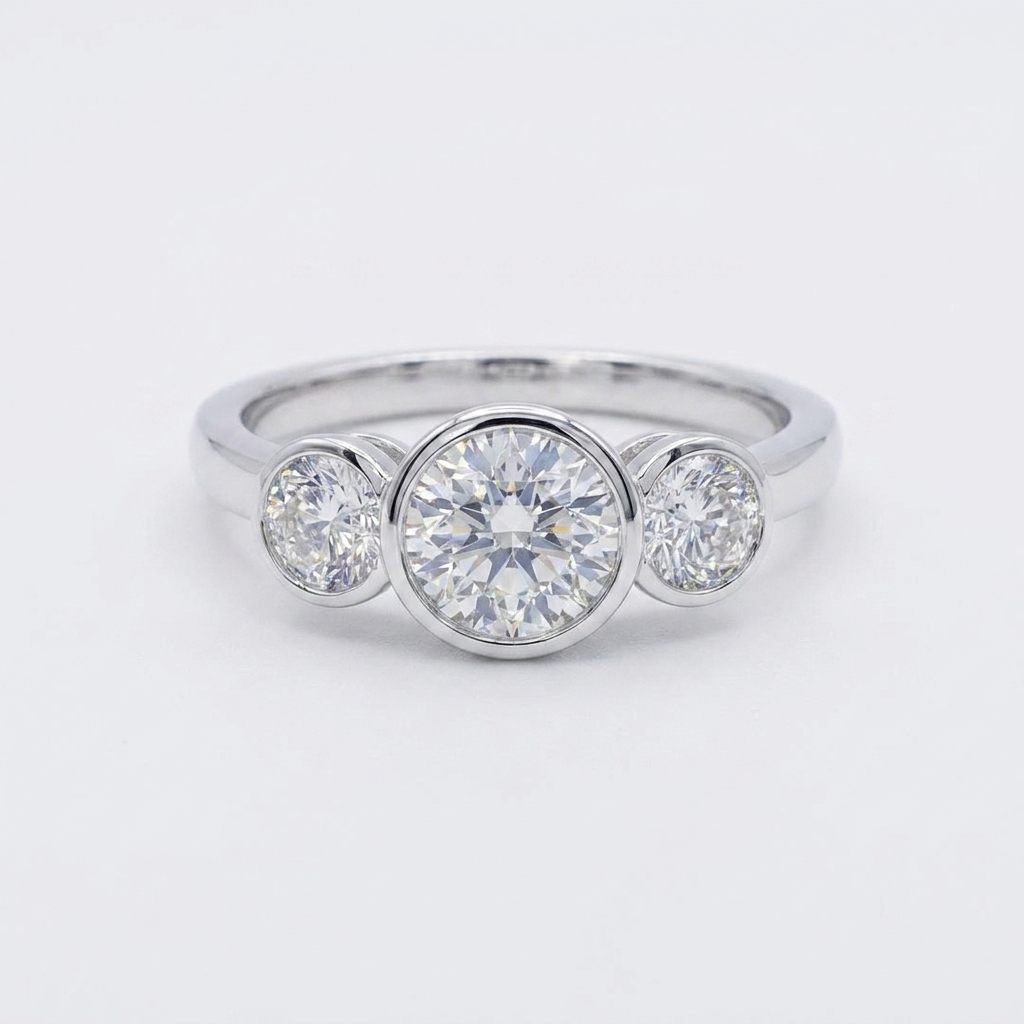 14K White Gold Engagement Ring, set with 3 Lab Grown Diamonds (total 2.3ct), 2.91g, Size 7.
