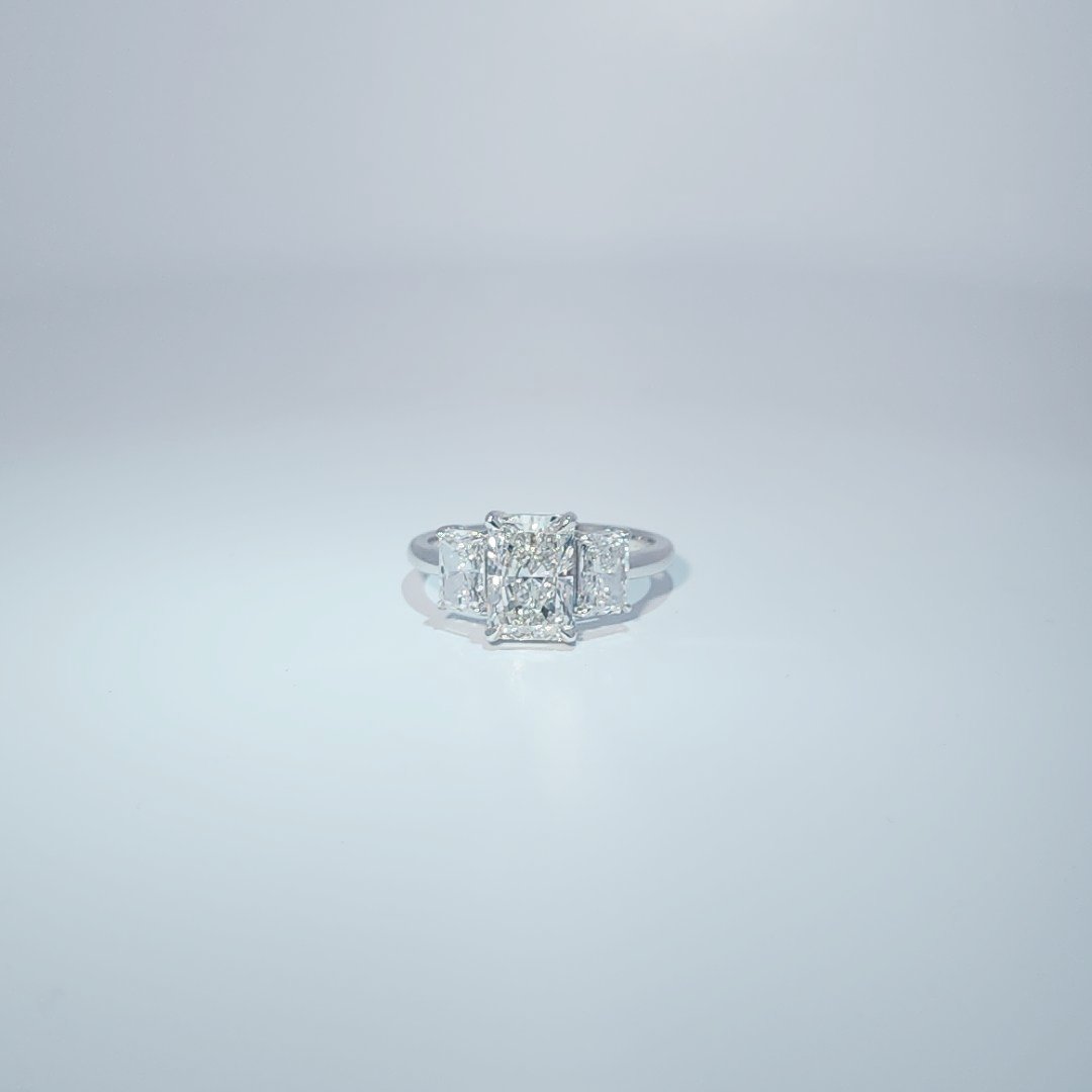 14K White Gold Engagement Ring, set with 3 Lab Grown Diamonds (3.16ct total), 2.82g, Size 7.