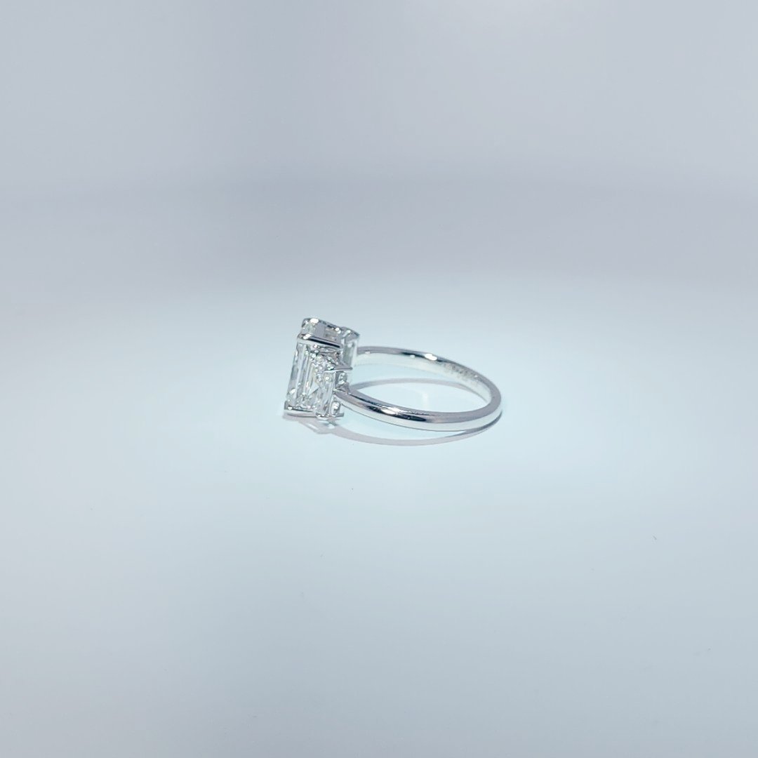 14K White Gold Engagement Ring, set with 3 Lab Grown Diamonds (3.16ct total), 2.82g, Size 7.
