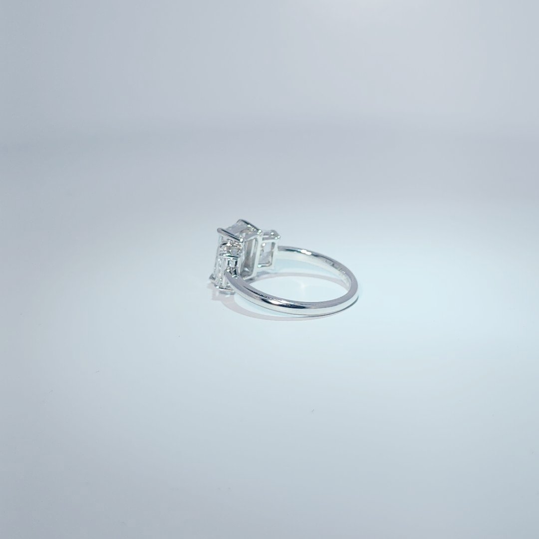 14K White Gold Engagement Ring, set with 3 Lab Grown Diamonds (3.16ct total), 2.82g, Size 7.