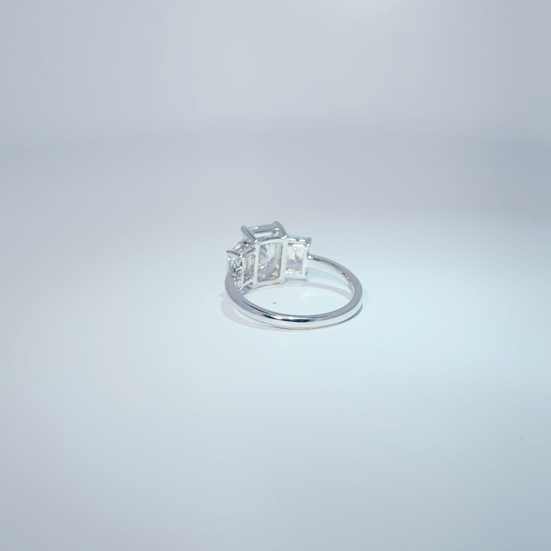 14K White Gold Engagement Ring, set with 3 Lab Grown Diamonds (3.16ct total), 2.82g, Size 7.