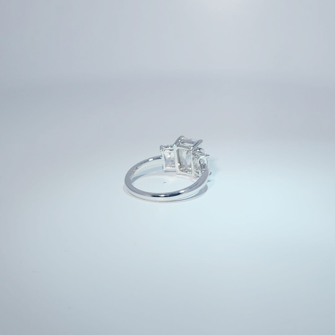 14K White Gold Engagement Ring, set with 3 Lab Grown Diamonds (3.16ct total), 2.82g, Size 7.