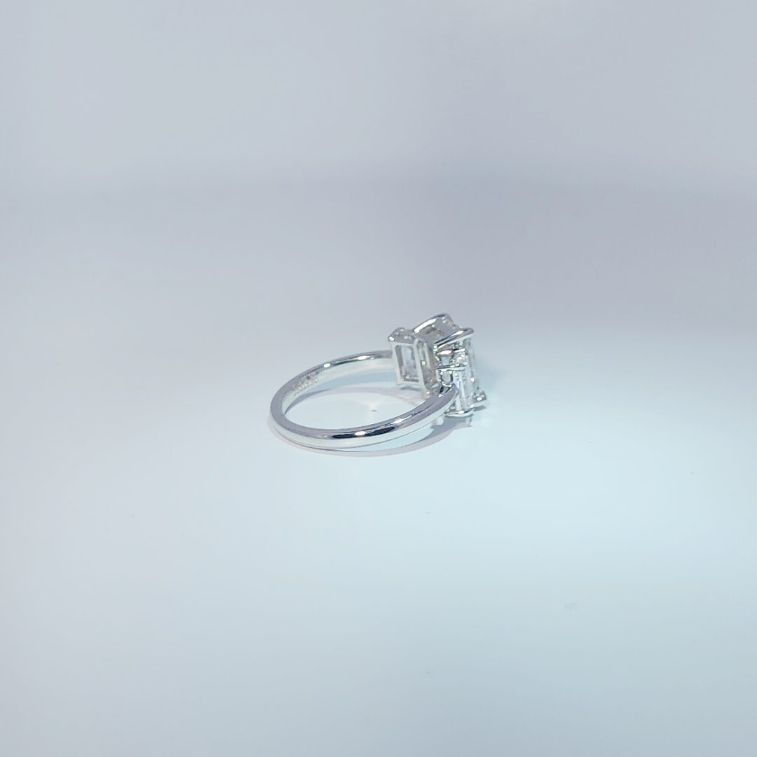 14K White Gold Engagement Ring, set with 3 Lab Grown Diamonds (3.16ct total), 2.82g, Size 7.