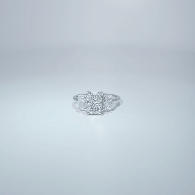 14K White Gold Engagement Ring, set with 3 Lab Grown Diamonds (3.16ct total), 2.82g, Size 7.