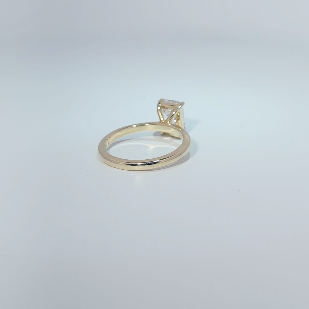 14K Yellow Gold Engagement Ring, set with 1 Emerald Cut Lab Grown Diamond (2.07ct), 3.14g, Size 7.