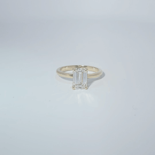 14K Yellow Gold Engagement Ring, set with 1 Emerald Cut Lab Grown Diamond (2.07ct), 3.14g, Size 7.