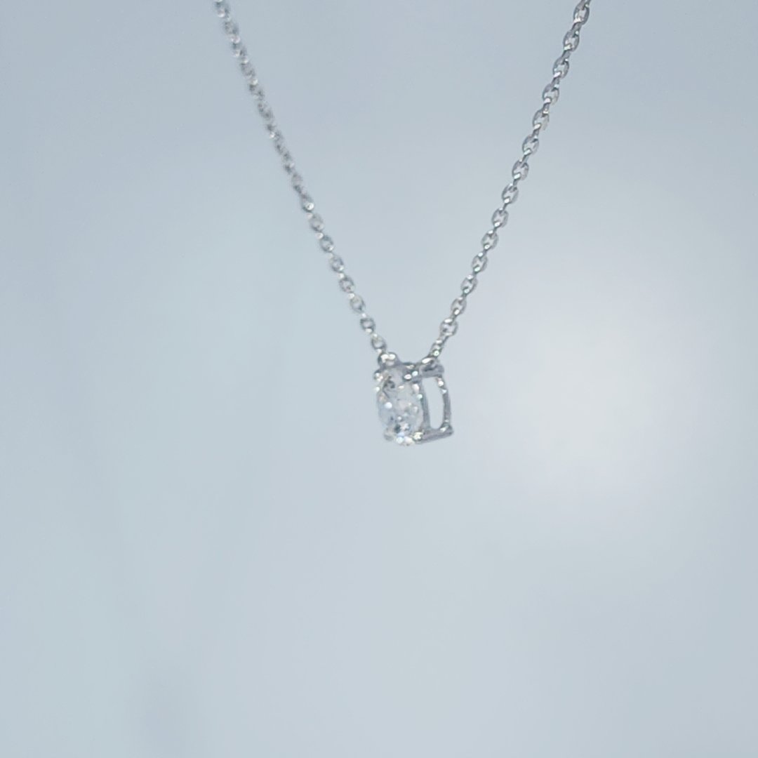 14K White Gold Necklace, set with 1 Lab Grown Diamond (1.06ct), 2.17g.