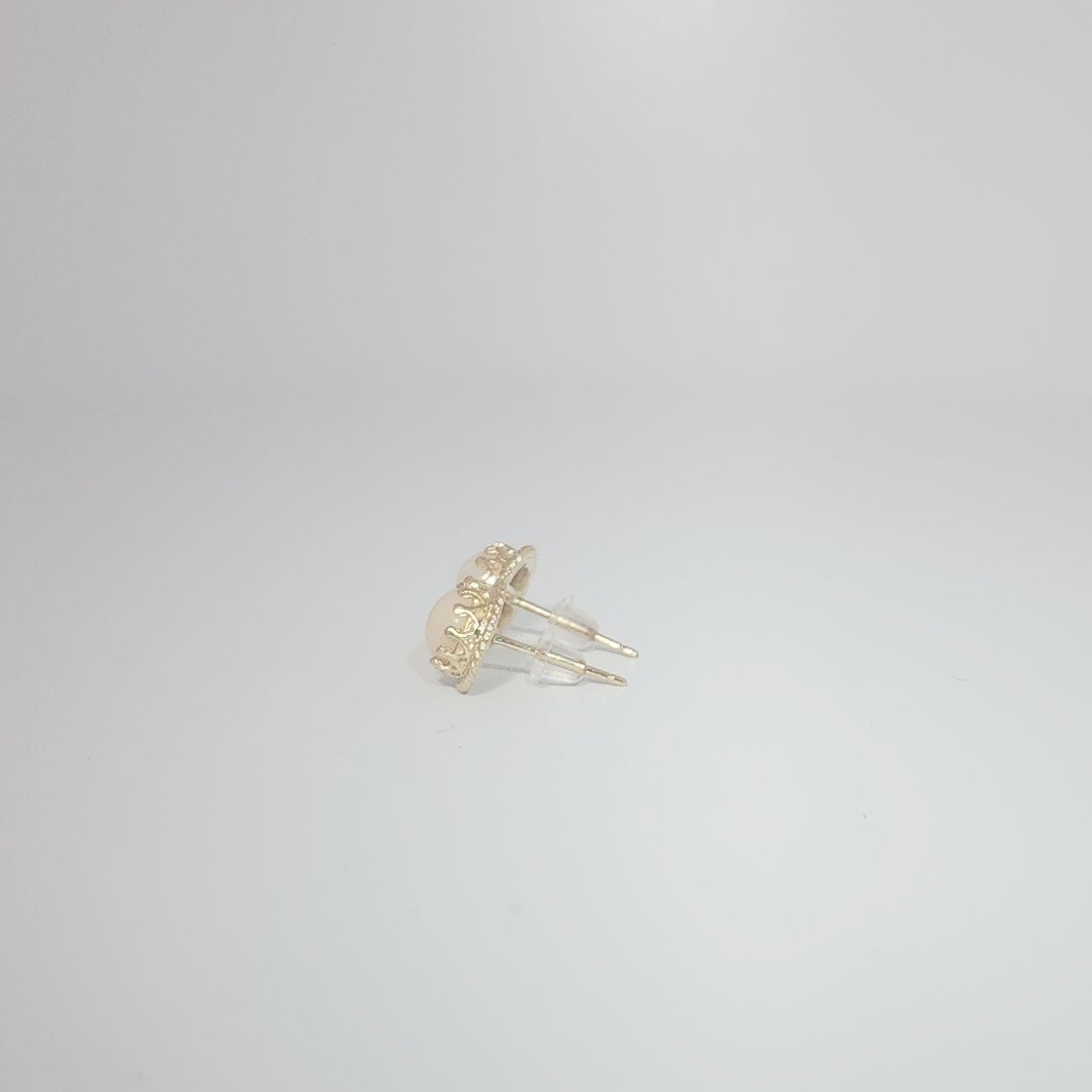Natural White Coral Earrings, 14K Yellow Gold