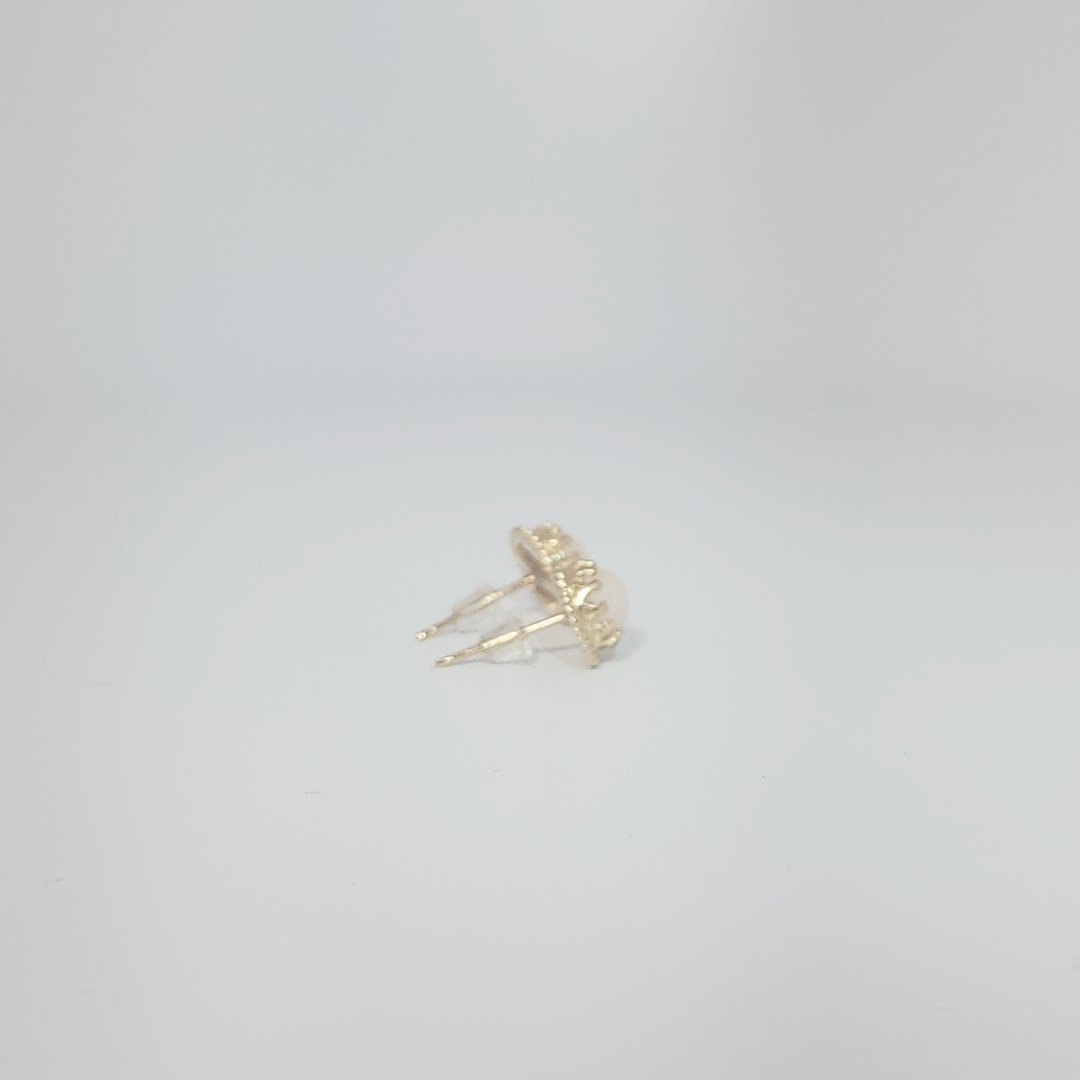 Natural White Coral Earrings, 14K Yellow Gold