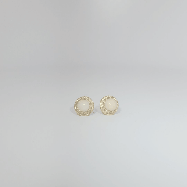 Natural White Coral Earrings, 14K Yellow Gold