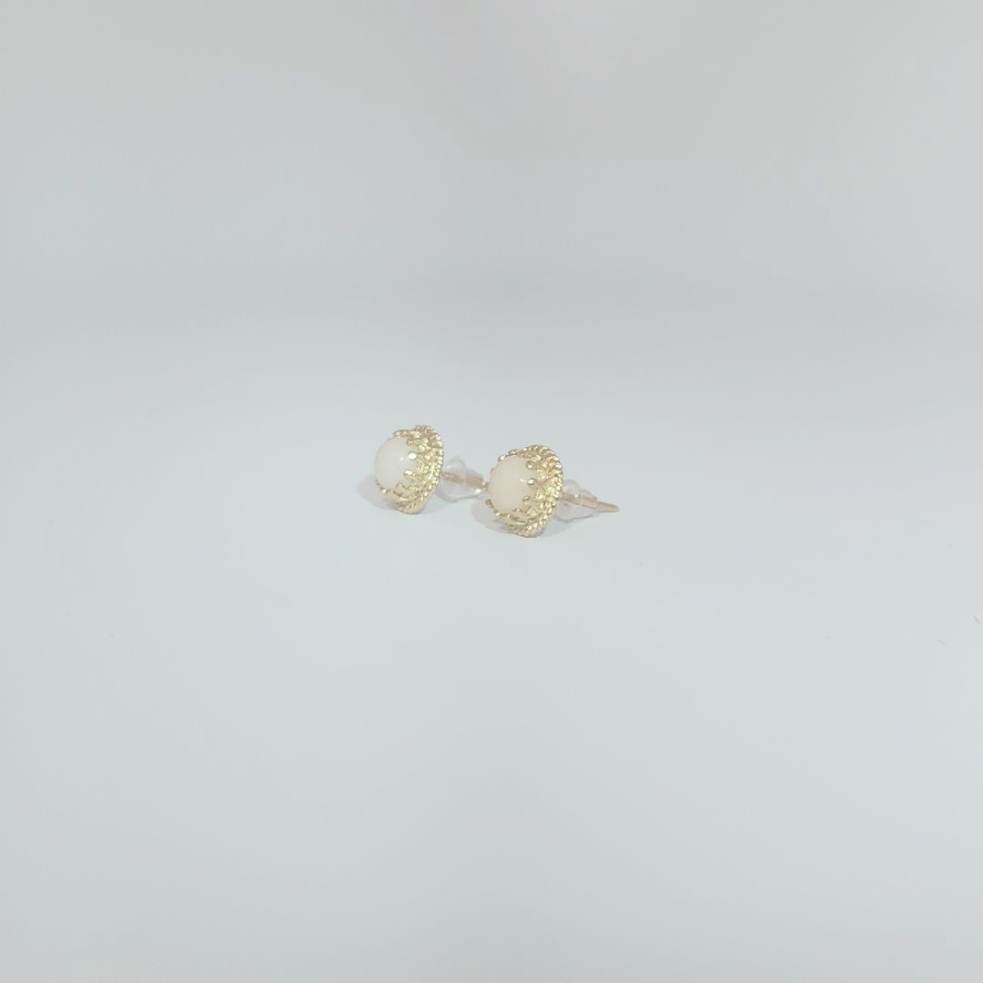 Natural Fresh Water Cultured Pearl with Natural Diamonds (0.075CT) Earrings, 14K Yellow Gold